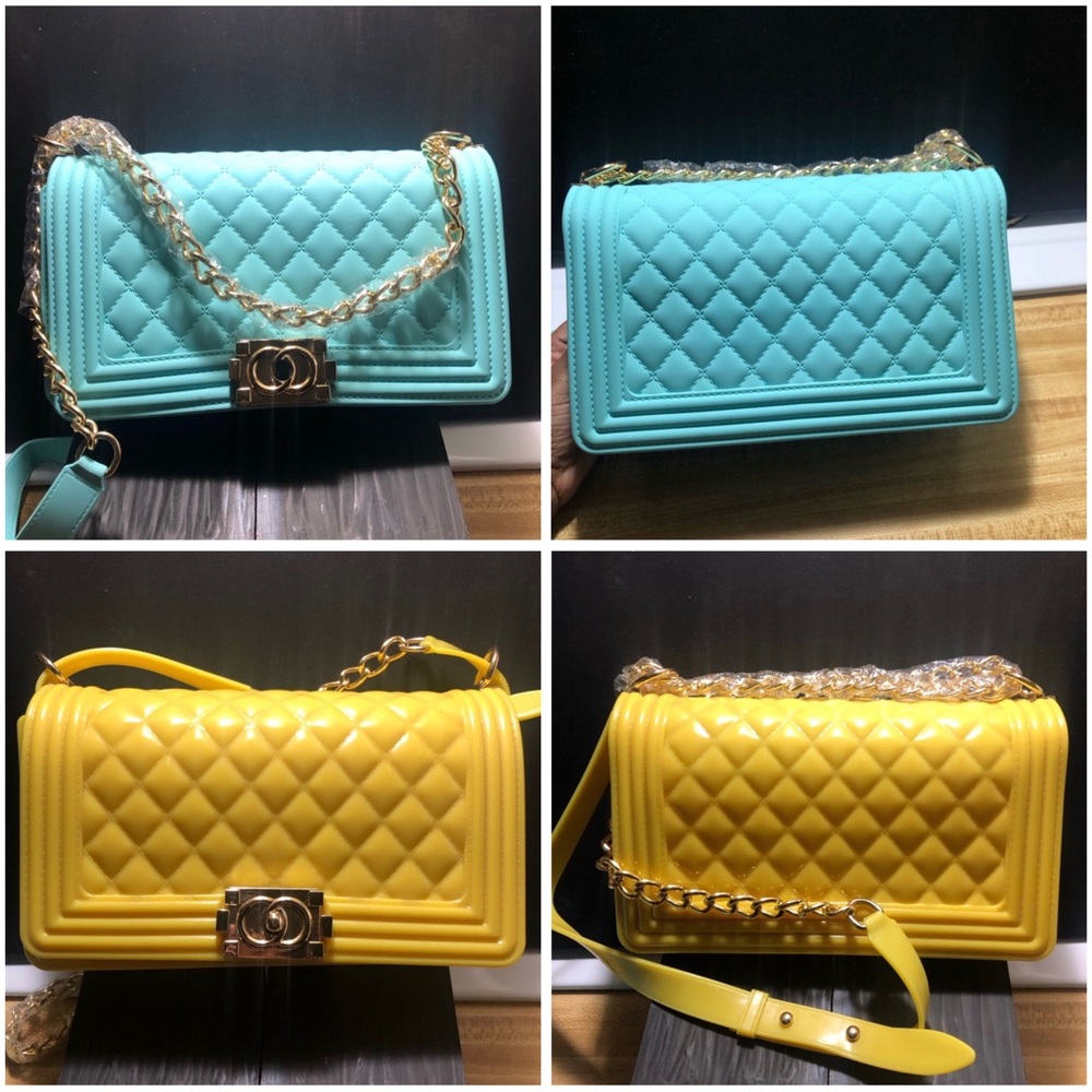 Chic Quilted Chain Bag - Yellow